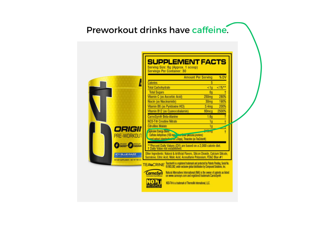read label for c4 preworkout drink