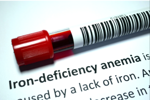 blood vial with iron-deficiency anemia title